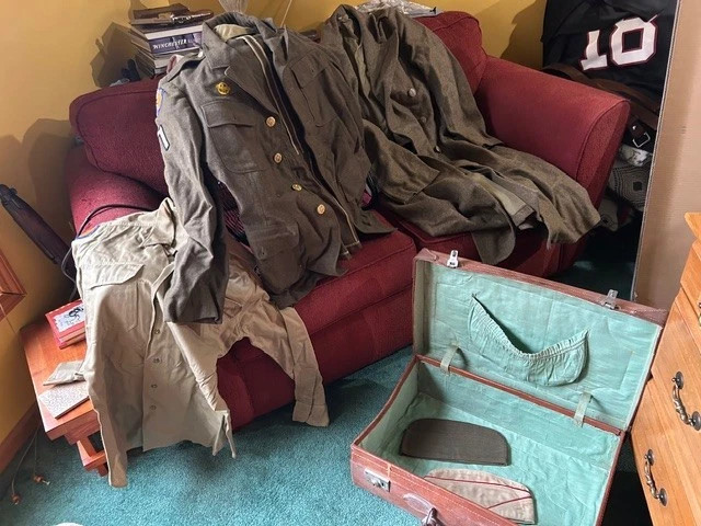 Vintage World War II Era Military Uniform Set and Trunk