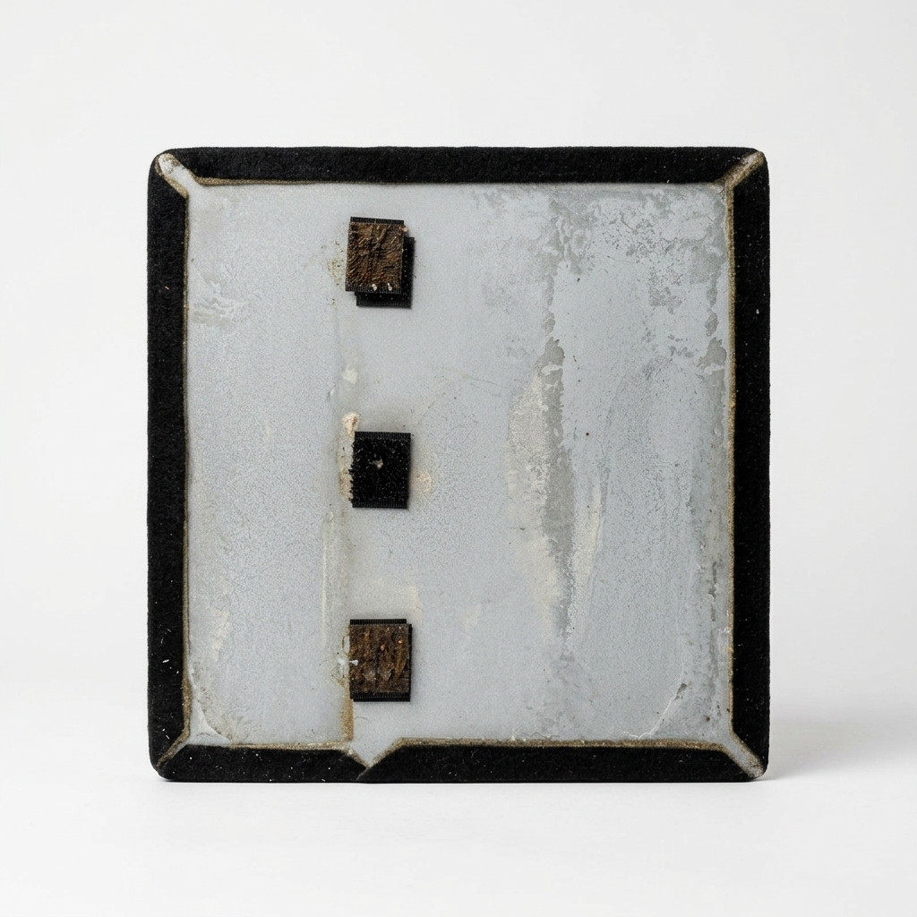 Rectangular Grey Stone or Ceramic Component with Adhesive Pads