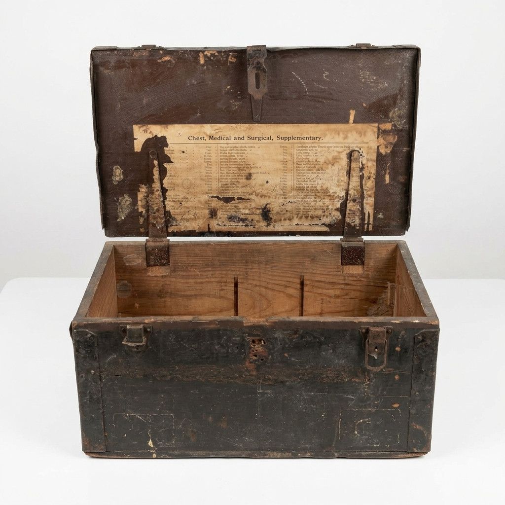 Vintage World War Era Medical and Surgical Wooden Chest